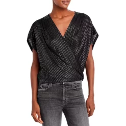 Hot Sale ✨ Ramy Brook Margie Crossover Top Black Foil 😉
