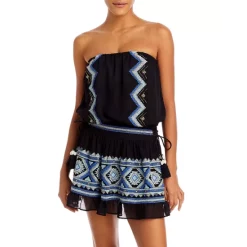 US Ramy Brook Sales 2022 7 Brand new ๐ Ramy Brook Alyssa Embellished Mini ๐ Dress Swim Cover-Up Black Combo ๐