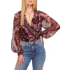 Discount ❤️ Ramy Brook Saffron Printed Silk Top Sangria Combo 🎁