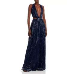 Buy 🥰 Ramy Brook Selena Cutout Sequin Gown Navy 😍