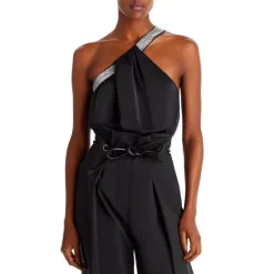 US Ramy Brook Sales 2022 46 New ๐ Ramy Brook Embellished One Shoulder Sleeveless Top Black ๐