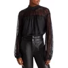 Best deal 👍 Ramy Brook Sorinda Lace Sleeve Mock Neck Top Black 😀