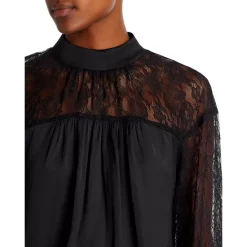 Best deal 👍 Ramy Brook Sorinda Lace Sleeve Mock Neck Top Black 😀 -US Ramy Brook Sales 2022 unnamed file 256