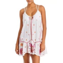 Best deal 🔥 Ramy Brook Sorrel Embroidered 👗 Dress Swim Cover-Up White Multi 😀