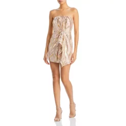 Best deal 🔥 Ramy Brook Mayrice Strapless Metallic Printed Mini 👗 Dress Blush Combo ✔️ -US Ramy Brook Sales 2022 unnamed file 315