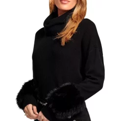 Deals ✔️ Ramy Brook Sistene Faux Fur Trim Sweater Black ⭐ -US Ramy Brook Sales 2022 unnamed file 333