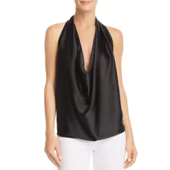Best Pirce 🧨 Ramy Brook Harriet Sleeveless Convertible Satin Halter Top Black 😀