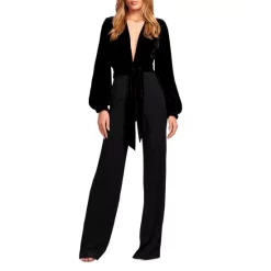 Buy ✨ Ramy Brook Jaxon Mixed Media Jumpsuit Black 😀