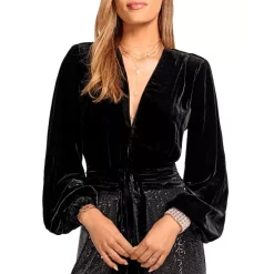 Brand new 😉 Ramy Brook Jaxon Balloon Sleeve Velvet Top Black 🛒