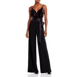 Best Pirce 🌟 Ramy Brook Paige Floral Sash Belt Wide Leg Jumpsuit Valvet Multi 🎁