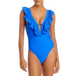 Best reviews of 💯 Ramy Brook Nicola Ruffled Deep V 🩱 Swimsuit Paradise 🌟