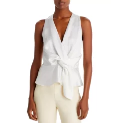 Best Pirce ❤️ Ramy Brook Miles Striped Twist Sleeveless Top Ivory 😀