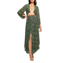 Best deal 😍 Ramy Brook Antonia Plunge Cutout Maxi 👗 Dress Jewel Green 😉