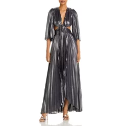 Deals 🧨 Ramy Brook Angel Pleated Metallic Gown Silver 🛒