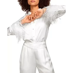 Best Pirce 🌟 Ramy Brook Alara Feather Trim Top Ivory 😍