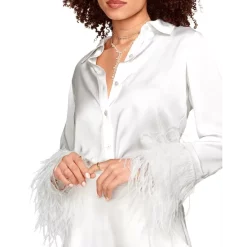 Best Pirce 🌟 Ramy Brook Alara Feather Trim Top Ivory 😍 -US Ramy Brook Sales 2022 unnamed file 493