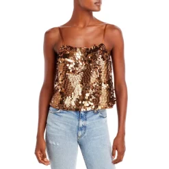 Coupon ๐ฅฐ Ramy Brook Issy Sequined Camisole Top Copper Paillette โจ
