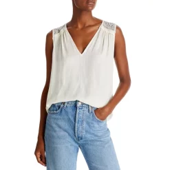 Cheapest ✨ Ramy Brook Riley Lace Trim Sleeveless Top Ivory 🥰