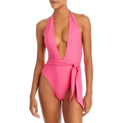 Deals 👏 Ramy Brook Verona Plunge One Piece 🩱 Swimsuit Deep Rose 🤩