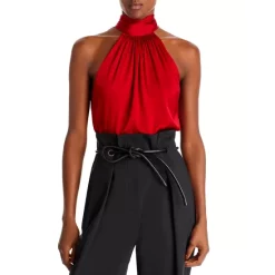 Top 10 🎁 Ramy Brook Lori Silk-Blend Draped Top Scarlet ✔️