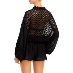 Promo ⌛ Ramy Brook Hilary Crochet Cover Up Romper Black 🎁 -US Ramy Brook Sales 2022 unnamed file 68