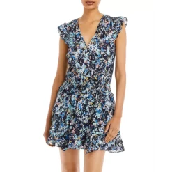 New ⭐ Ramy Brook Jessie Bloom Printed 👗 Dress Black Combo 💯