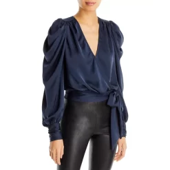 Budget 🎉 Ramy Brook Pauline Cropped Wrap Top Navy ✨